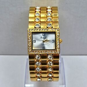 Womens Park Lane Gold Tone Watch Swarovski Crystal Bracelet New Battery Runs